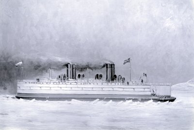Yard No. 647, Baikal. Photograph of a Painting Showing the Ice-Breaking Train Ferry Steamer Baikal in Service by English Photographer